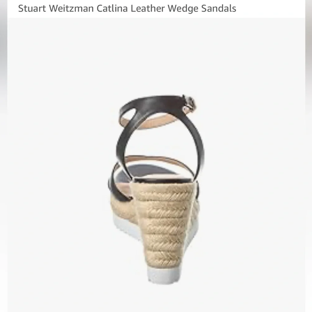 Stuart Weitzman Catlina Leather Wedge Sandals color: black size 5.5 new